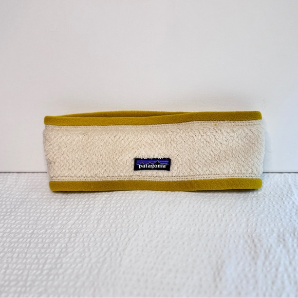 Patagonia Fleece Headband Cream Mustard Trim Winter Ear Warmer Unisex - Picture 4 of 4